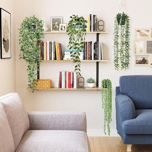 DearHouse 4 عبوات من النباتات الاصطناعية المعلقة، نبات معلق وهمي، كرمة الأوكالبتوس الخضراء بوعاء صناعي، كرمة ماندالا، سلسلة من اللؤلؤ، أوراق البازلاء في وعاء لغرفة المنزل وديكور الرف الداخلي والخارجي in Kuwait