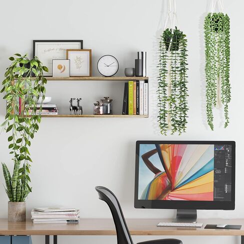 DearHouse 4 عبوات من النباتات الاصطناعية المعلقة، نبات معلق وهمي، كرمة الأوكالبتوس الخضراء بوعاء صناعي، كرمة ماندالا، سلسلة من اللؤلؤ، أوراق البازلاء في وعاء لغرفة المنزل وديكور الرف الداخلي والخارجي in Kuwait