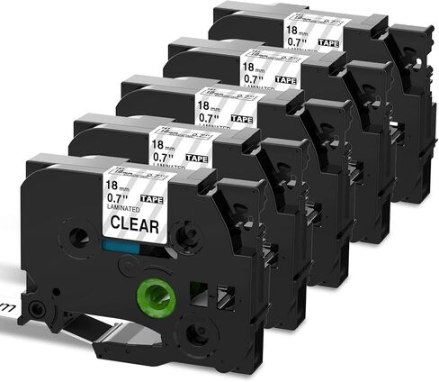 Fimax 5-Pack 18mm Label Tape Tz Tape 18mm 0.7 بوصة مغلفة شفافة TZe-141 TZ-141 متوافقة مع شريط Brother Ptouch TZe لصانع الملصقات Ptouch PTD600 PTD400AD PT1880، 3/4 بوصة × 26.2 قدم in Kuwait