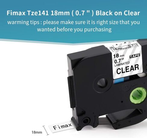 Fimax 5-Pack 18mm Label Tape Tz Tape 18mm 0.7 بوصة مغلفة شفافة TZe-141 TZ-141 متوافقة مع شريط Brother Ptouch TZe لصانع الملصقات Ptouch PTD600 PTD400AD PT1880، 3/4 بوصة × 26.2 قدم in Kuwait