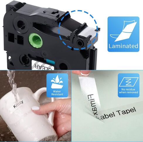 Fimax 5-Pack 18mm Label Tape Tz Tape 18mm 0.7 بوصة مغلفة شفافة TZe-141 TZ-141 متوافقة مع شريط Brother Ptouch TZe لصانع الملصقات Ptouch PTD600 PTD400AD PT1880، 3/4 بوصة × 26.2 قدم in Kuwait