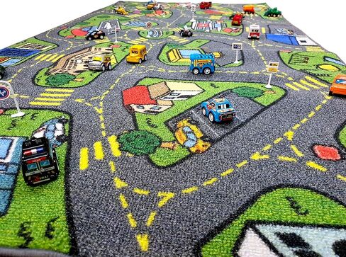 Retro City Car Road Map Educational Learning & Game Area Rug Carpet for Kids and Children Bedrooms and Playroom 31" X 72" in Saudi Arabia
