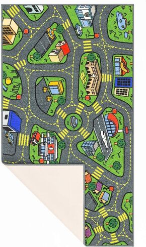 Retro City Car Road Map Educational Learning & Game Area Rug Carpet for Kids and Children Bedrooms and Playroom 31" X 72" in Saudi Arabia