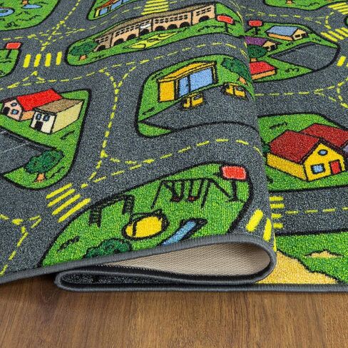 Retro City Car Road Map Educational Learning & Game Area Rug Carpet for Kids and Children Bedrooms and Playroom 31" X 72" in Saudi Arabia