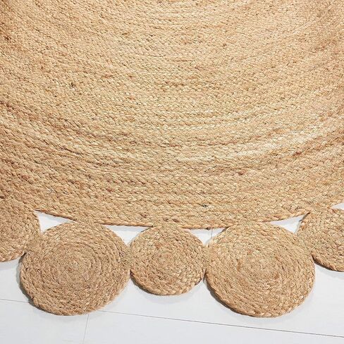 Round Area Jute Rug 3 Foot Boho Rugs Natural Living Room Area Rug - Round, Boho Natural, Handmade Charm Farmhouse Jute, Ideal for High Traffic Areas in in Saudi Arabia