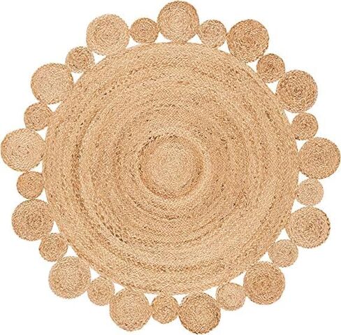 Round Area Jute Rug 3 Foot Boho Rugs Natural Living Room Area Rug - Round, Boho Natural, Handmade Charm Farmhouse Jute, Ideal for High Traffic Areas in in Saudi Arabia
