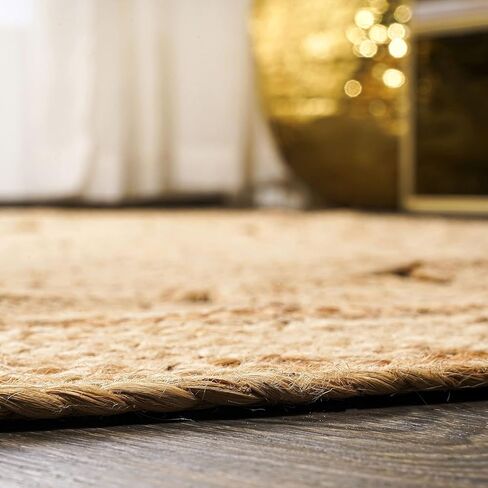 Round Area Jute Rug 3 Foot Boho Rugs Natural Living Room Area Rug - Round, Boho Natural, Handmade Charm Farmhouse Jute, Ideal for High Traffic Areas in in Saudi Arabia