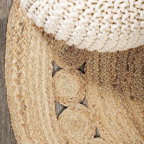 Round Area Jute Rug 3 Foot Boho Rugs Natural Living Room Area Rug - Round, Boho Natural, Handmade Charm Farmhouse Jute, Ideal for High Traffic Areas in in Saudi Arabia