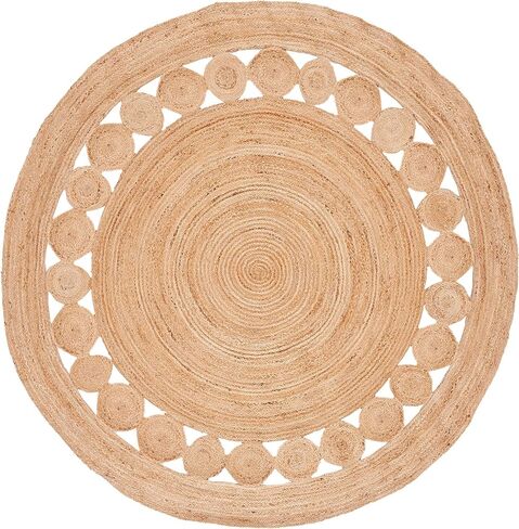 Round Area Jute Rug 3 Foot Boho Rugs Natural Living Room Area Rug - Round, Boho Natural, Handmade Charm Farmhouse Jute, Ideal for High Traffic Areas in in Saudi Arabia