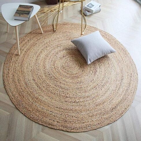 Round Area Jute Rug 3 Foot Boho Rugs Natural Living Room Area Rug - Round, Boho Natural, Handmade Charm Farmhouse Jute, Ideal for High Traffic Areas in in Saudi Arabia