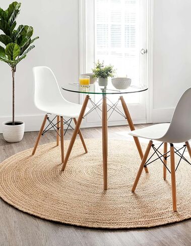 Round Area Jute Rug 3 Foot Boho Rugs Natural Living Room Area Rug - Round, Boho Natural, Handmade Charm Farmhouse Jute, Ideal for High Traffic Areas in in Saudi Arabia