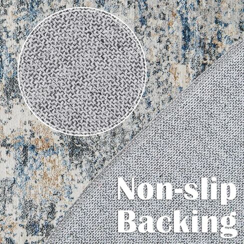 jinchan Round Rug 4ft Area Rug Indoor Modern Circle Rug 4' Round Washable Thin Rug Abstract Distressed Floor Mat Grey Multi Print Non Slip Carpet Overdyed Kitchen Contemporary Living Room Dining Room in Saudi Arabia