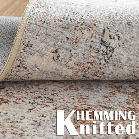 jinchan Round Rug 4ft Area Rug Indoor Modern Circle Rug 4' Round Washable Thin Rug Abstract Distressed Floor Mat Grey Multi Print Non Slip Carpet Overdyed Kitchen Contemporary Living Room Dining Room in Saudi Arabia