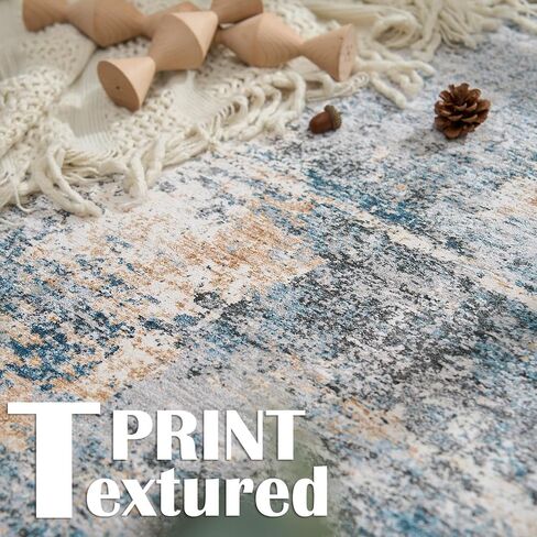 jinchan Round Rug 4ft Area Rug Indoor Modern Circle Rug 4' Round Washable Thin Rug Abstract Distressed Floor Mat Grey Multi Print Non Slip Carpet Overdyed Kitchen Contemporary Living Room Dining Room in Saudi Arabia