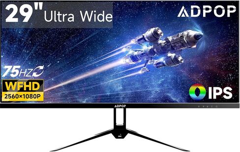 شاشة IPS فائقة الاتساع مقاس 29 بوصة، شاشة 2560*1080 بكسل 21:9 WFHD، 75 هرتز 99% sRGB DP HDMI شاشة كمبيوتر للألعاب المنزلية والمكتبية، إضاءة زرقاء منخفضة HDR، مضادة للتوهج، مزامنة حرة، مكبرات صوت مدمجة، متوافقة مع VESA in Saudi Arabia