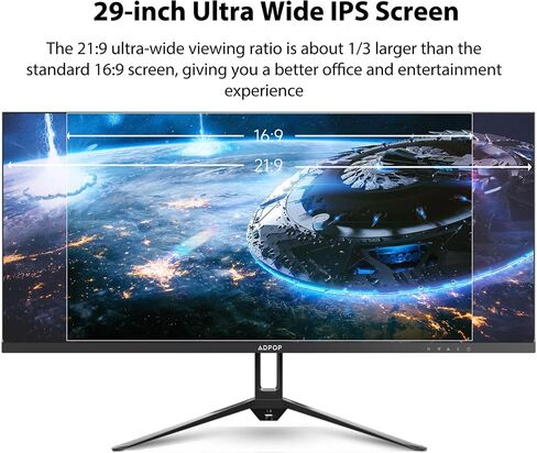 شاشة IPS فائقة الاتساع مقاس 29 بوصة، شاشة 2560*1080 بكسل 21:9 WFHD، 75 هرتز 99% sRGB DP HDMI شاشة كمبيوتر للألعاب المنزلية والمكتبية، إضاءة زرقاء منخفضة HDR، مضادة للتوهج، مزامنة حرة، مكبرات صوت مدمجة، متوافقة مع VESA in Saudi Arabia