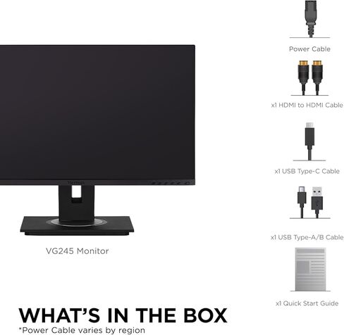 ViewSonic VG245 24 Inch IPS 1080p Monitor Designed for Surface with Advanced ergonomics, 60W USB C, HDMI and DisplayPort inputs for Home and Office in Saudi Arabia