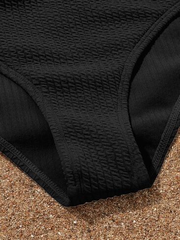 SHENHE Girl's 2 Piece High Waisted Bikini Sets Criss Cross Spaghetti Strap Swimsuit Bathing Suit Black and White 160 in Saudi Arabia