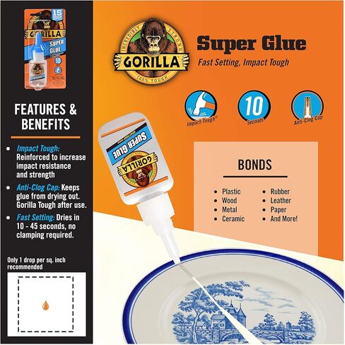 Gorilla Super Glue 15 Gram, Clear, (Pack of 2) in Kuwait