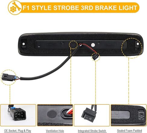 GTINTHEBOX لـ 1999 2000 2001 2002 2003 2004 2005 2006 2007 Chevy Silverado GMC Sierra 1500 2500 3500 HD Classic High Mount LED ضوء الفرامل الثالث مصباح البضائع الخلفي توقف الضوء in Kuwait