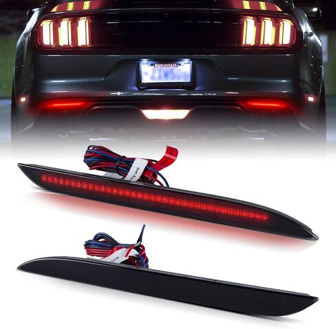Smoked Lens 72 SMD LED Rear Bumper Reflector Lights Compatible With 2015-2017 Ford Mustang, Function as Tail/Brake or Rear Fog Lamps with RED High Beam and Low Beam - Pack of 2 in Kuwait
