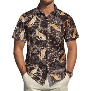 Hawaiian Shirt for Men Short Sleeve Button Down Shirt Men Casual Summer Tropical Beach Aloha Shirts Hawaii Party in Kuwait