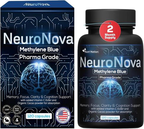 Methylene Blue Pharmaceutical Grade Capsules, 2 Month Supply for Focus & Cognitive Support for Adults - Methylene Blue Supplements Third Party Tested and Made in USA (1) in Saudi Arabia