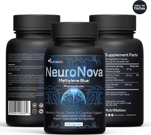 Methylene Blue Pharmaceutical Grade Capsules, 2 Month Supply for Focus & Cognitive Support for Adults - Methylene Blue Supplements Third Party Tested and Made in USA (1) in Saudi Arabia