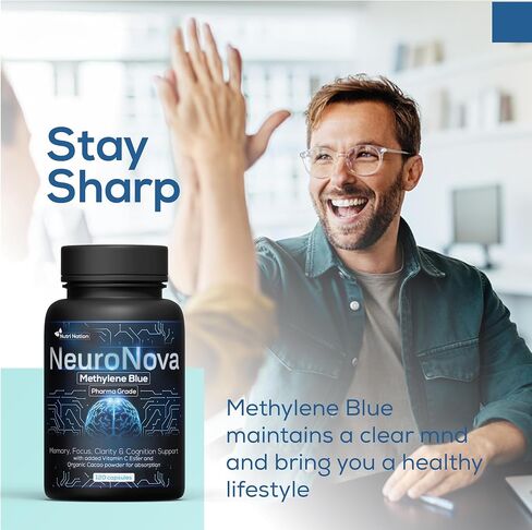 Methylene Blue Pharmaceutical Grade Capsules, 2 Month Supply for Focus & Cognitive Support for Adults - Methylene Blue Supplements Third Party Tested and Made in USA (1) in Saudi Arabia