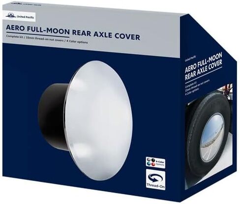 United Pacific 10326 Axle Cover Kit ، Aero Full-Moon ، الخلفية ، Chrome in Saudi Arabia