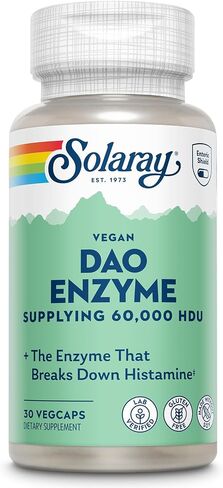 إنزيم Solaray Dao - إنزيم هضمي ينهار الهستامين - 60،000 HDU - إنزيمات هضمية - نباتي ، خالي من الغلوتين ، مختبر - 30 حصص ، 30 VEGCAPS in Saudi Arabia