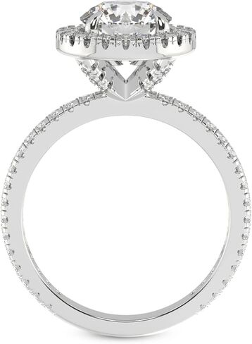 خاتم الماس الودية الماس للنساء IGI معتمد | 1-5 قيراط Klarissa Halo Eternity Diamond Ring | 14K أو 18K أبيض أو أصفر أو وردي الذهب | جودة FG-VS in Kuwait