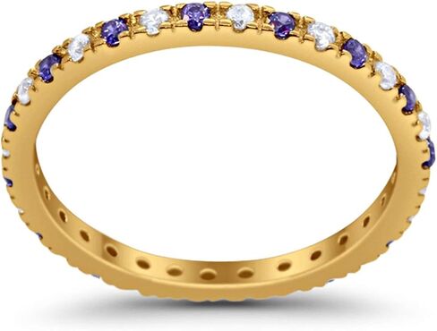 Blue Apple Co. 2mm Half Eternity Wedding Band Art Deco Design Round Simulated Cubic Zirconia 925 Sterling Silver Choose Color in Saudi Arabia