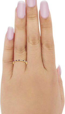 Blue Apple Co. 2mm Half Eternity Wedding Band Art Deco Design Round Simulated Cubic Zirconia 925 Sterling Silver Choose Color in Saudi Arabia
