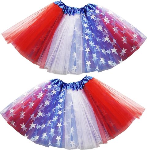 الرابع من يوليو Tutu Red White و Blue Tutu لاستقلال البالغين ، USA USA Plus Size Star Tutus in Saudi Arabia