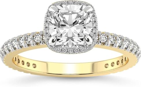 خاتم الماس الودية الماس للنساء IGI معتمد | 1-5 قيراط Klarissa Halo Eternity Diamond Ring | 14K أو 18K أبيض أو أصفر أو وردي الذهب | جودة FG-VS in Kuwait