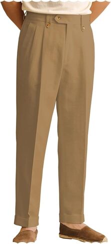Mens Summer Linen Blend Dress Pants Vintage Modern Fit Suit Linen Pants Lounge Trousers in Kuwait