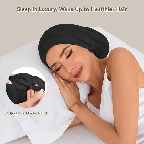 Mulberry Silk Bonnet for Sleeping Women, 100% Silk Lining Hair Wrap for Sleep, Adjustable Slouchy Beanie Hat in Saudi Arabia
