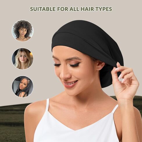 Mulberry Silk Bonnet for Sleeping Women, 100% Silk Lining Hair Wrap for Sleep, Adjustable Slouchy Beanie Hat in Saudi Arabia