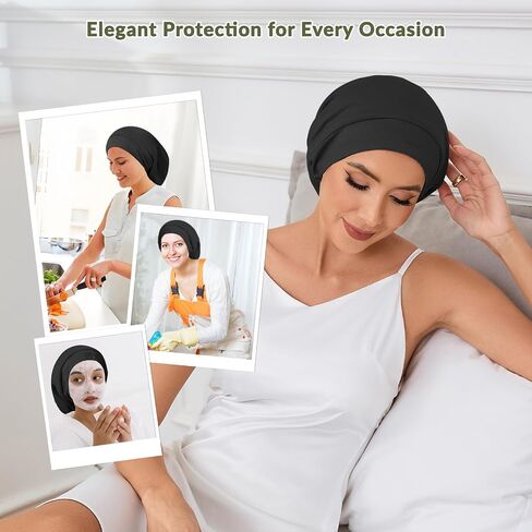 Mulberry Silk Bonnet for Sleeping Women, 100% Silk Lining Hair Wrap for Sleep, Adjustable Slouchy Beanie Hat in Saudi Arabia