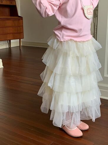 KISBINI Toddler Girls Tiered Maxi Skirt A-Line Long Tulle Skirts for Girls in Kuwait