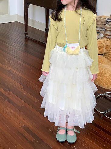 KISBINI Toddler Girls Tiered Maxi Skirt A-Line Long Tulle Skirts for Girls in Kuwait