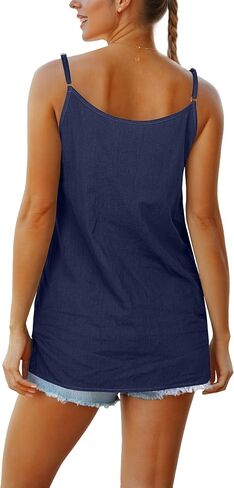 Womens Tank Tops Summer Casual Sleeveless V Neck Camisole Loose Fit Spaghetti Strap Cami Shirts in Saudi Arabia