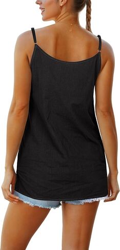 Womens Tank Tops Summer Casual Sleeveless V Neck Camisole Loose Fit Spaghetti Strap Cami Shirts in Saudi Arabia