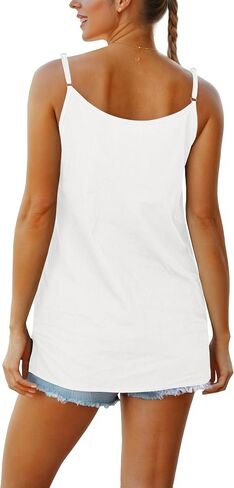 Womens Tank Tops Summer Casual Sleeveless V Neck Camisole Loose Fit Spaghetti Strap Cami Shirts in Saudi Arabia