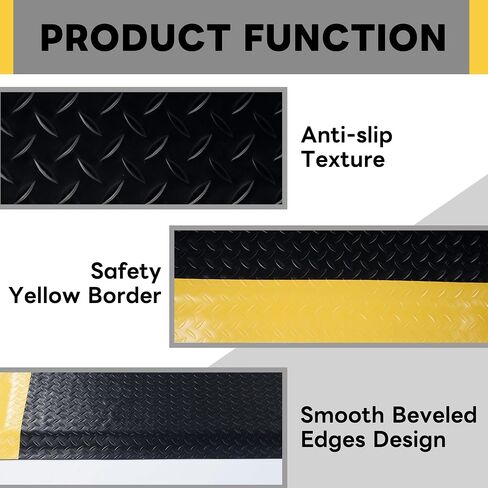 Nisorpa Anti Fatigue Mats Industrial 3' x 5', 15/16" Thick Ergonomic Standing Floor Mat Work Mats for Standing Heavy Duty Commercial Diamond Plate Border Safety Mat Support for Leg & Back Pain in Saudi Arabia