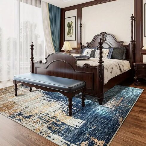 5x7 Area Rugs, Washable Rug for Living Room, Bedroom, Dining Room, Faux Wool, Grey/Yellow in Saudi Arabia