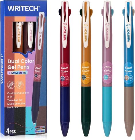 WRITECH Multi Colored Gel Pens: 0.5mm 2 in 1 Assorted Color Ink Fine Point Tip Aesthetic Retractable Pen Smooth Writing No Bleed For Journaling Coloring Drawing 8ct in Saudi Arabia