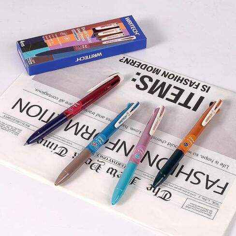 WRITECH Multi Colored Gel Pens: 0.5mm 2 in 1 Assorted Color Ink Fine Point Tip Aesthetic Retractable Pen Smooth Writing No Bleed For Journaling Coloring Drawing 8ct in Saudi Arabia