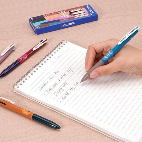 WRITECH Multi Colored Gel Pens: 0.5mm 2 in 1 Assorted Color Ink Fine Point Tip Aesthetic Retractable Pen Smooth Writing No Bleed For Journaling Coloring Drawing 8ct in Saudi Arabia